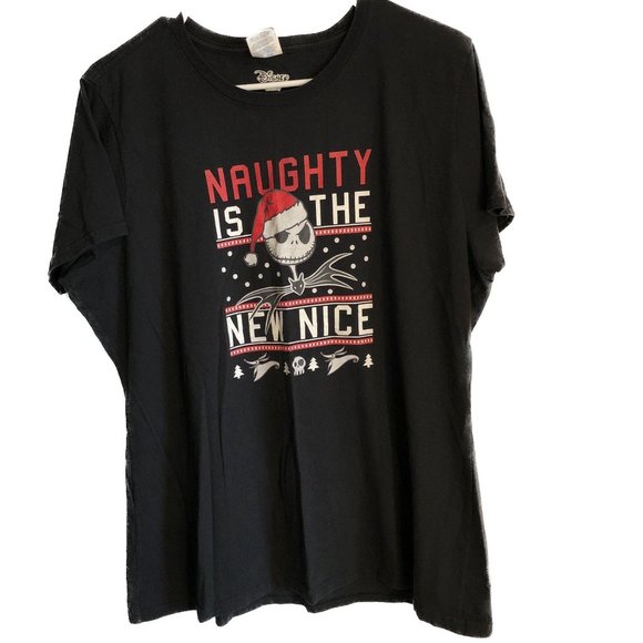 Disney Tops - Disney Port & Co Black Shirt Jack Skelton "Naughty Is The New Nice" Womens Sz XL